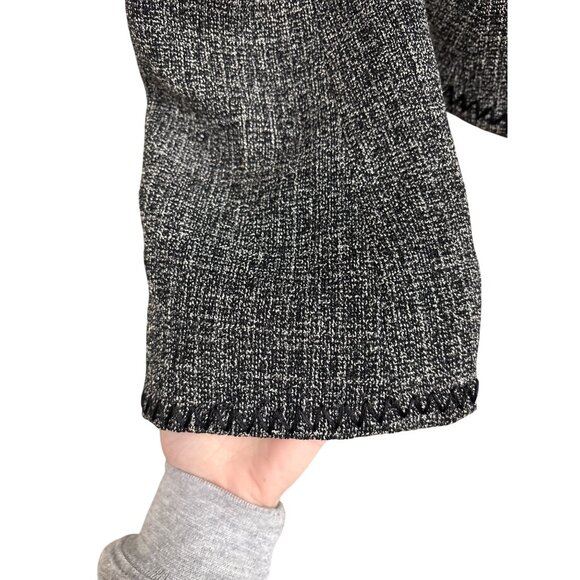 Georgiou Studio Womens Black White Tweed Embroidered Button-Up Blazer Size 8 - Picture 3 of 16